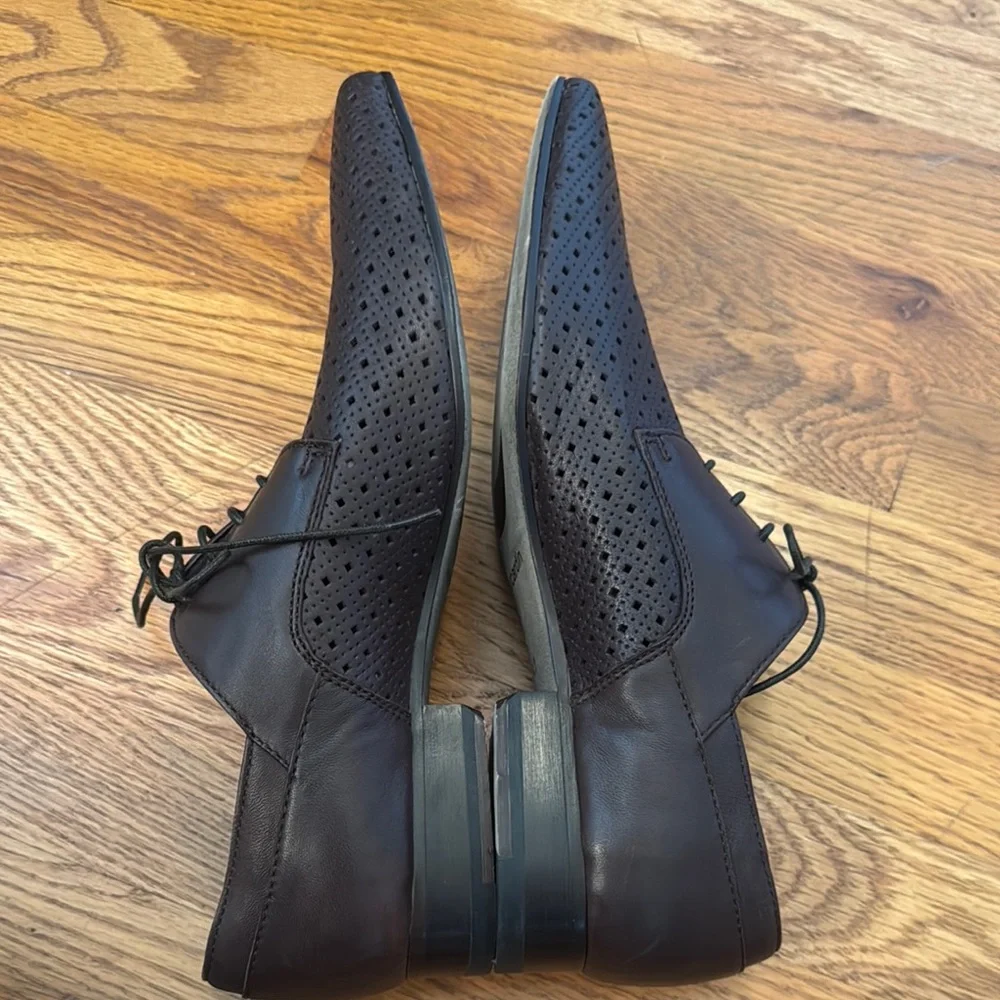 Pierre Cardin Men's Brown Perforated Leather Lace-Up Dress Shoes